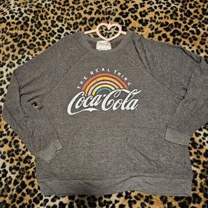 Coca-Cola Gray Sweatshirt with Vibrant Rainbow Logo
